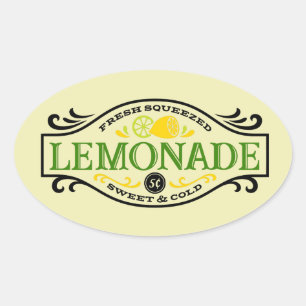 cute fresh squeezed lemonade word art oval sticker