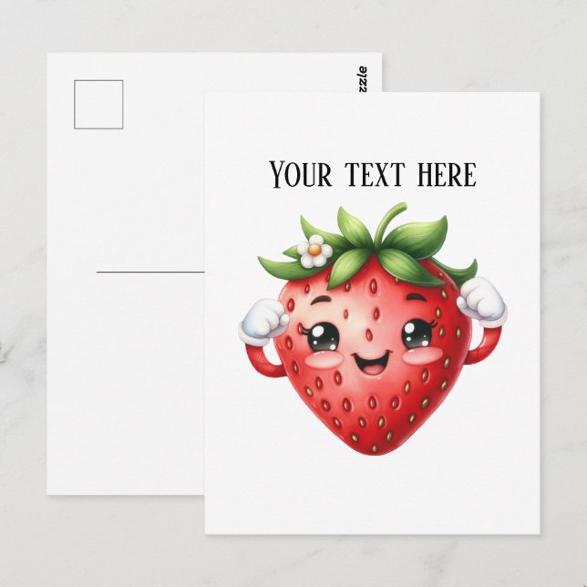 Cute fresh strawberry customisable  postcard (Front/Back)