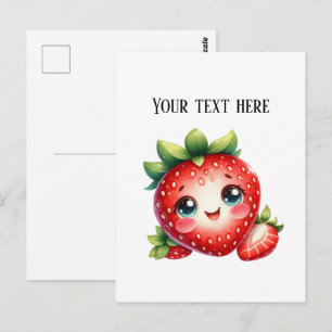Cute fresh strawberry customizable vendors  postcard