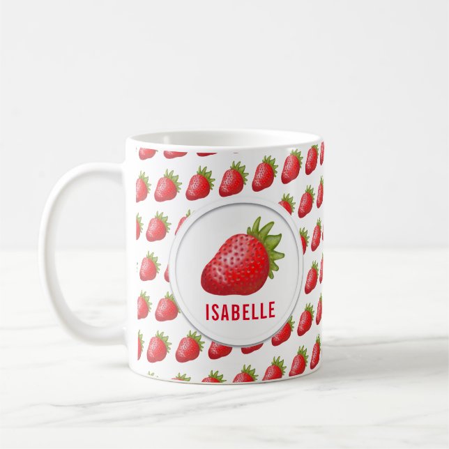 Cute Fresh Strawberry Graphic Coffee Mug (Left)