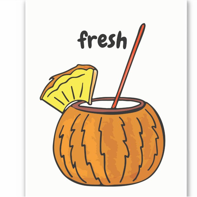 Cute Fresh Stylish Glass Cocktail Coconut Lovers (Front)