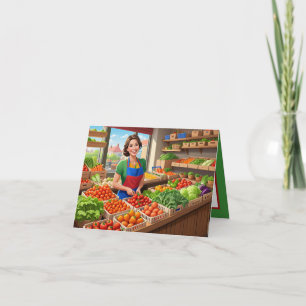 Cute fresh vegetables customisable card