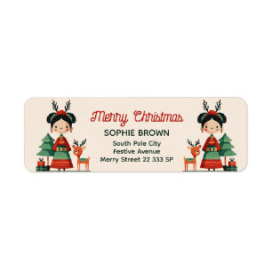 Cute Frida Kahlo Merry Christmas Return Address