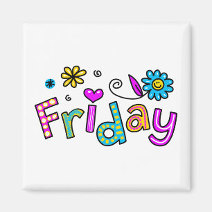 Cute Friday Week Day Greeting Text Expression Magnet