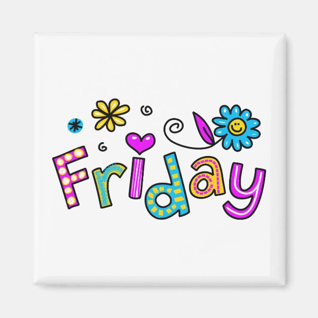 Cute Friday Week Day Greeting Text Expression Magnet (Front)