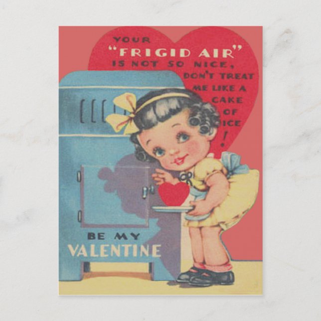 Cute Fridge Heart Ice Cake Valentine Holiday Postcard (Front)