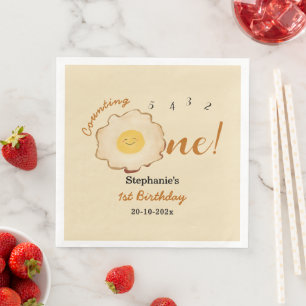 Cute Fried Egg 1st Birthday Napkin