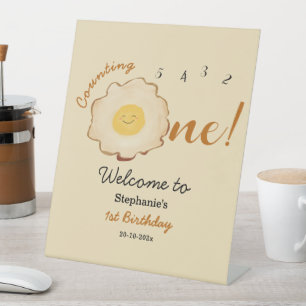Cute Fried Egg 1st Birthday Welcome Pedestal Sign