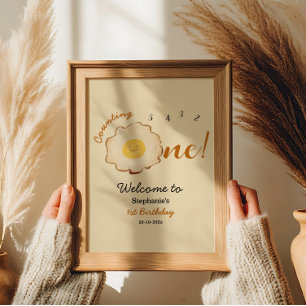 Cute Fried Egg 1st Birthday Welcome Sign