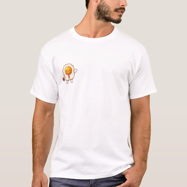 Cute Fried Egg Businessman Character T-Shirt (Front)