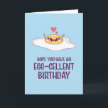 Cute Fried Egg Pun Egg-cellent Funny Birthday Card<br><div class="desc">Funny and cute birthday card for those who love puns and humour. Perfect way to wish your friends and family happy birthday.  Visit our store for more birthday card collection. You'll find something cool,  humourous and sometimes sarcastic birthday cards for your special someone.</div>
