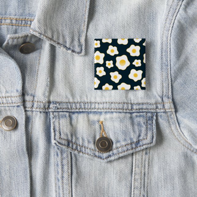 Cute Fried Eggs Flower Pattern 15 Cm Square Badge (In Situ)