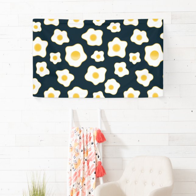 Cute Fried Eggs Flower Pattern Banner (Insitu)
