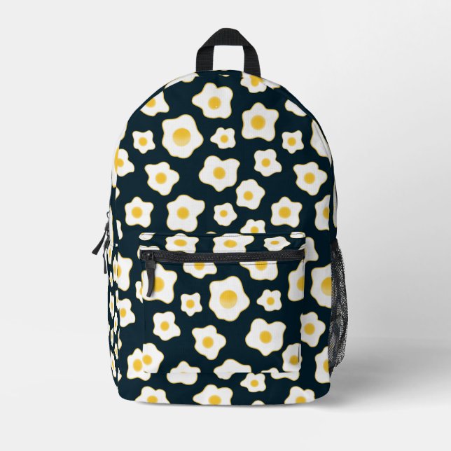 Cute Fried Eggs Flower Pattern Printed Backpack (Front)