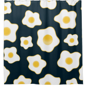Cute Fried Eggs Flower Pattern Shower Curtain