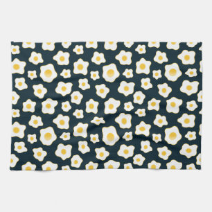 Cute Fried Eggs Flower Pattern Tea Towel