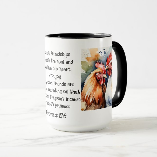 Cute Friend Chickens  Proverbs Friendship Quote Mug (Front Right)