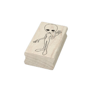 Cute, Friendly Alien Rubber Stamp