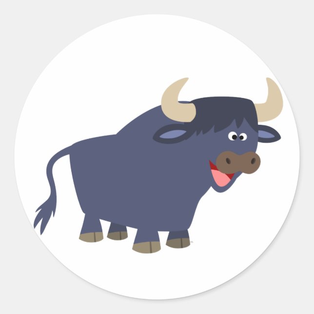 Cute Friendly Cartoon Bull Sticker (Front)