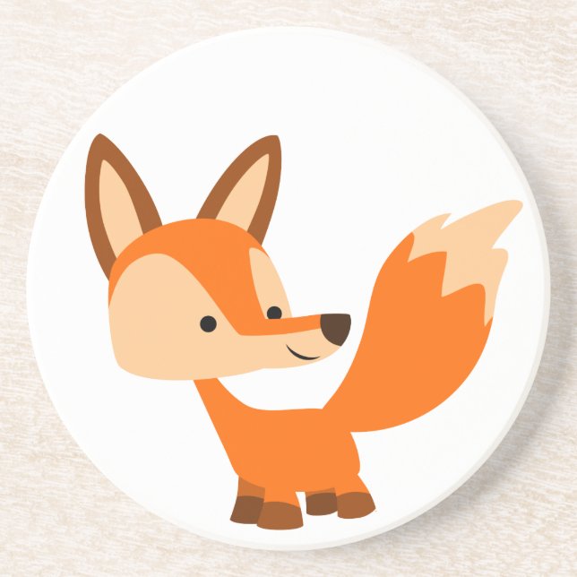 Cute Friendly Cartoon Fox Coaster (Front)