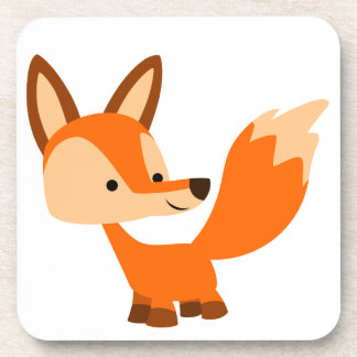 Cute Friendly Cartoon Fox Coasters Set