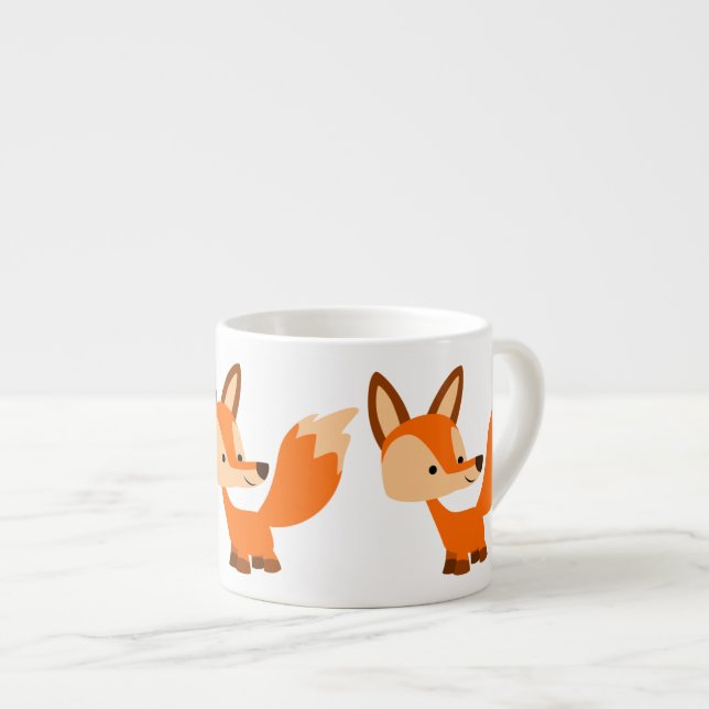Cute Friendly Cartoon Fox Espresso Mug (Front Right)