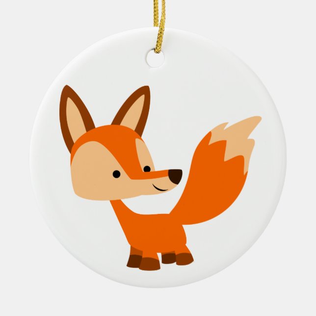 Cute Friendly Cartoon Fox Ornament (Front)