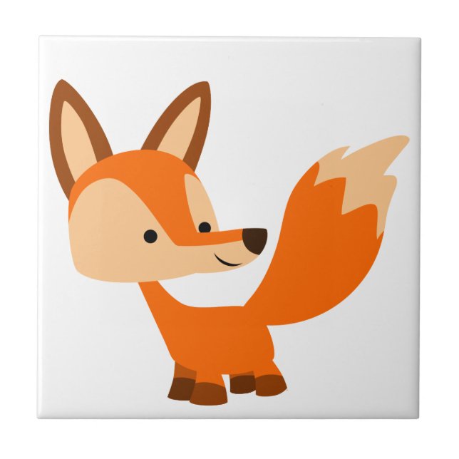 Cute Friendly Cartoon Fox Tile (Front)