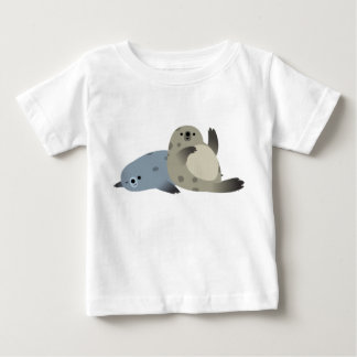 Cute Friendly Cartoon Harbour Seals Baby T-Shirt