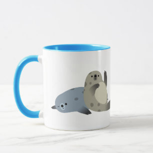Cute Friendly Cartoon Harbour Seals Mug