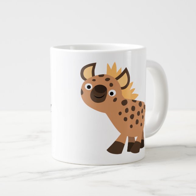 Cute Friendly Cartoon Hyena Large Coffee Mug (Front Right)