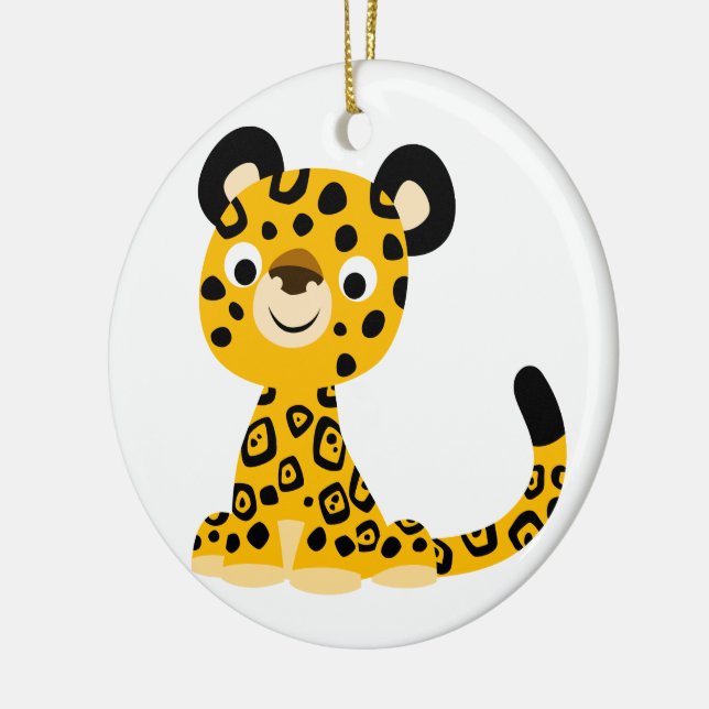 Cute Friendly Cartoon Jaguar Ceramic Tree Decoration (Left)