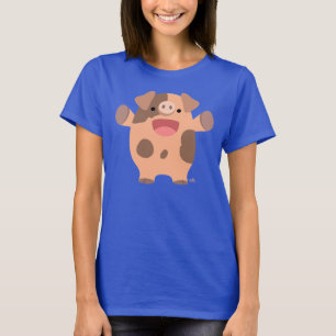 Cute Friendly Cartoon Pig Women T-shirt