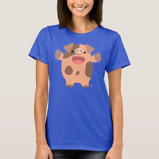 Cute Friendly Cartoon Pig Women T-shirt (Front)