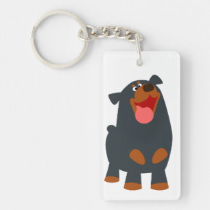 Cute Friendly Cartoon Rottweiler Acrylic Keychain