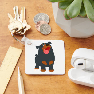 Cute Friendly Cartoon Rottweiler Keychain