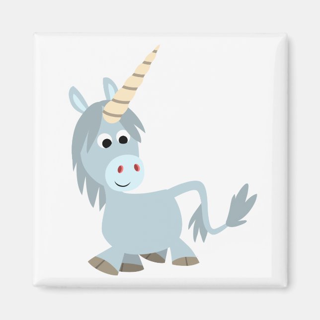 Cute Friendly Cartoon Unicorn Magnet (Front)