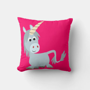 Cute Friendly Cartoon Unicorn Pillow