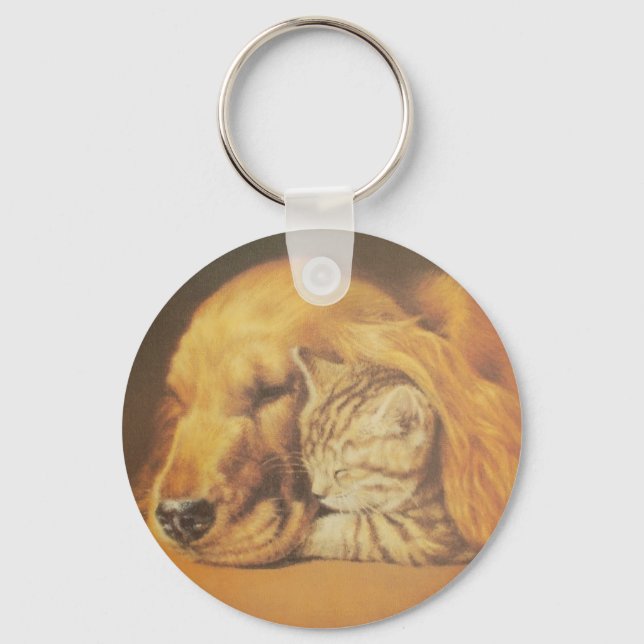 Cute Friendly Cat & Dog Hakuna Matata Gift Relatio Key Ring (Front)