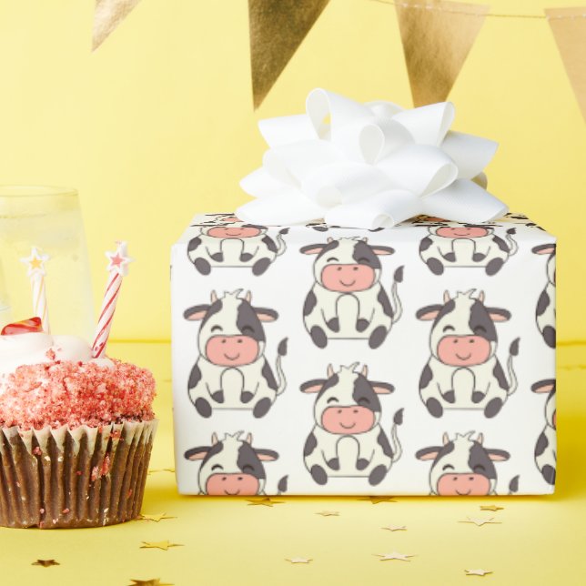 Cute Friendly Cow Farm Animal Wrapping Paper (Birthday Party)