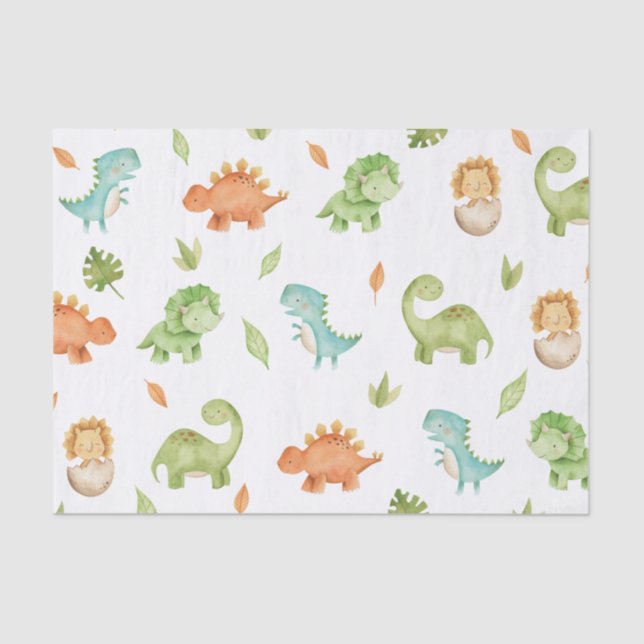Cute Friendly Dinosaurs T-Rex Decoupage  Tissue Paper (Front)