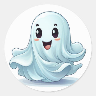 Cute friendly Halloween ghost Classic Round Sticker