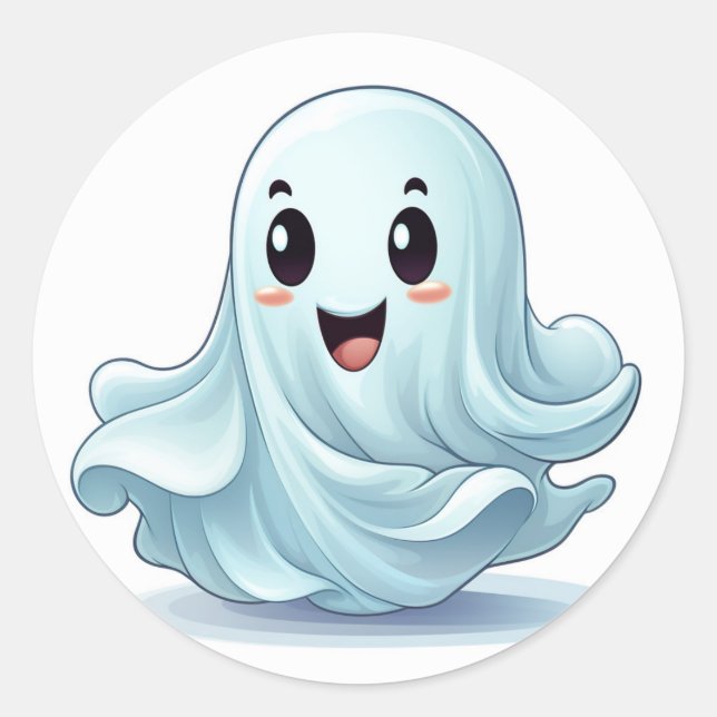 Cute friendly Halloween ghost Classic Round Sticker (Front)