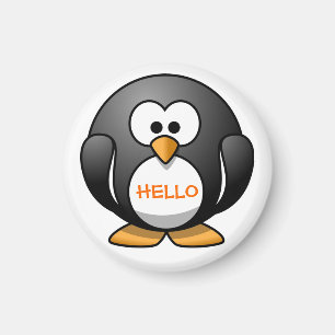 Cute Friendly Round Cartoon Penguin saying Hi Magnet