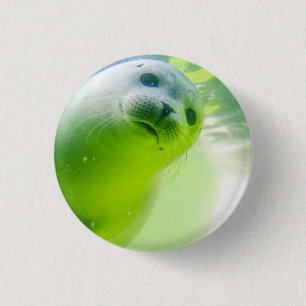 Cute Friendly Seal Underwater 3 Cm Round Badge