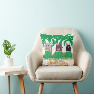 Cute Friends Enjoying Vacation Time Cushion