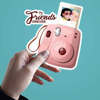 Cute Friends Forever Photo with Retro Mini Camera