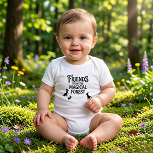 Cute Friends from the Magical Forest Silhouette Baby Bodysuit