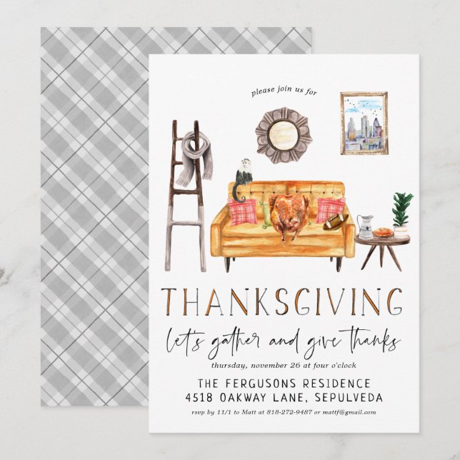 Cute Friendsgiving Thanksgiving Dinner Invitation (Front/Back)