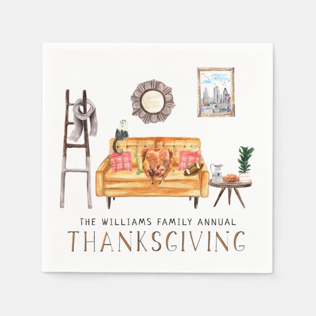 Cute Friendsgiving Thanksgiving Dinner Party Napkin (Front)